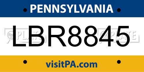 LBR8845 Pennsylvania License Plate