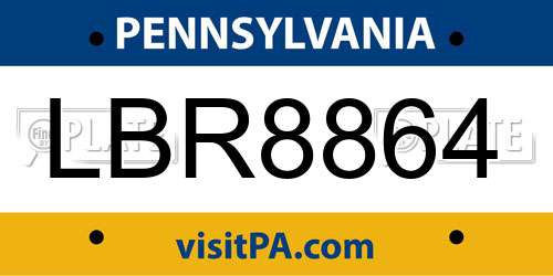 LBR8864 Pennsylvania License Plate