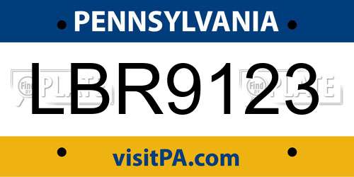 LBR9123 Pennsylvania License Plate