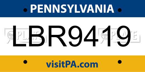 LBR9419 Pennsylvania License Plate