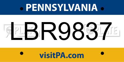 LBR9837 Pennsylvania License Plate