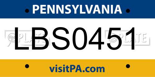 LBS0451 Pennsylvania License Plate