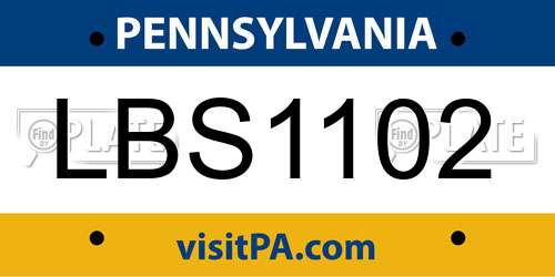 LBS1102 Pennsylvania License Plate