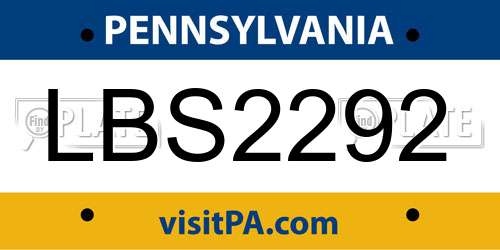 LBS2292 Pennsylvania License Plate