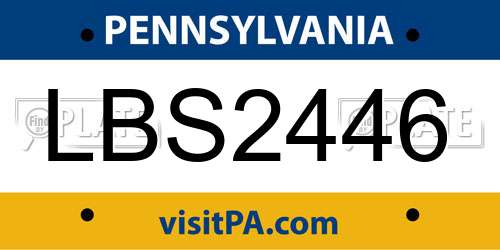 LBS2446 Pennsylvania License Plate