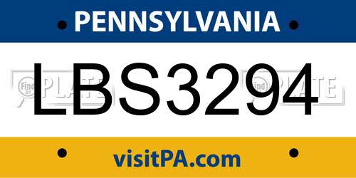 LBS3294 Pennsylvania License Plate