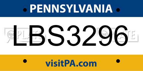 LBS3296 Pennsylvania License Plate