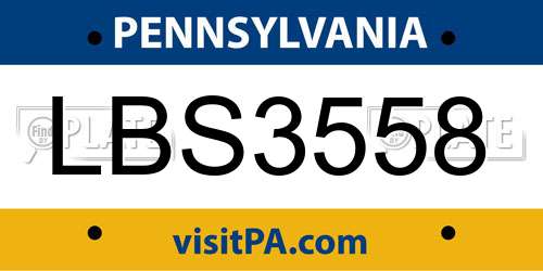 LBS3558 Pennsylvania License Plate