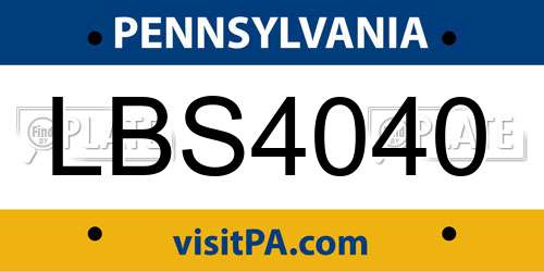 LBS4040 Pennsylvania License Plate