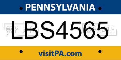 LBS4565 Pennsylvania License Plate