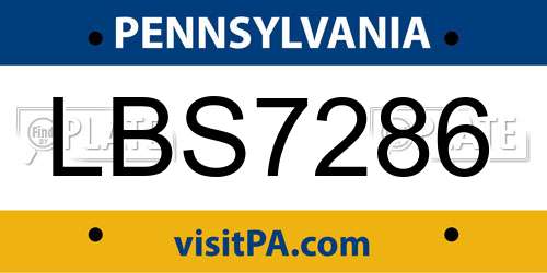 LBS7286 Pennsylvania License Plate