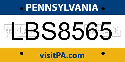 LBS8565 Pennsylvania License Plate