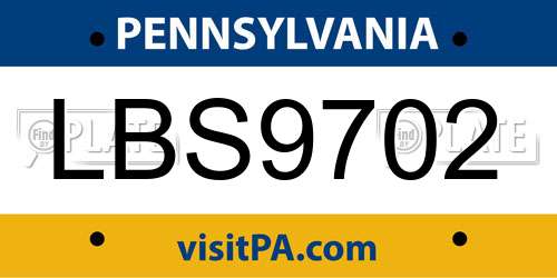 LBS9702 Pennsylvania License Plate