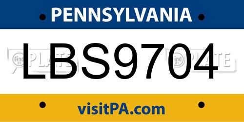 LBS9704 Pennsylvania License Plate