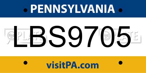 LBS9705 Pennsylvania License Plate