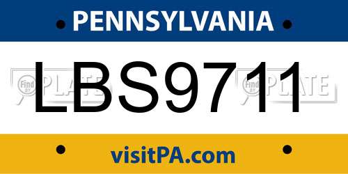 LBS9711 Pennsylvania License Plate