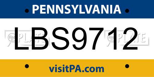 LBS9712 Pennsylvania License Plate