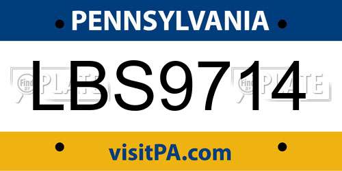 LBS9714 Pennsylvania License Plate
