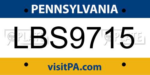 LBS9715 Pennsylvania License Plate
