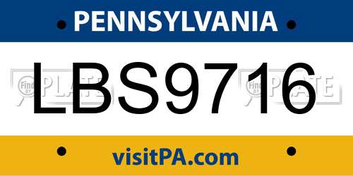 LBS9716 Pennsylvania License Plate