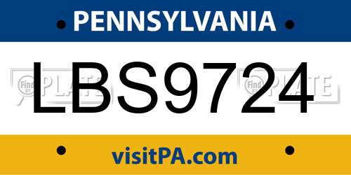 LBS9724 Pennsylvania License Plate