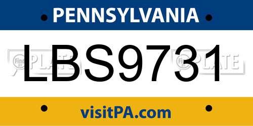 LBS9731 Pennsylvania License Plate