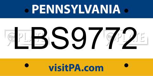 LBS9772 Pennsylvania License Plate