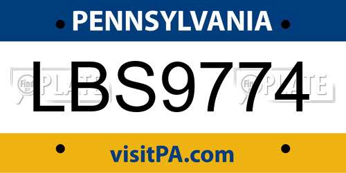 LBS9774 Pennsylvania License Plate