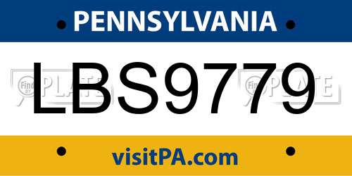 LBS9779 Pennsylvania License Plate