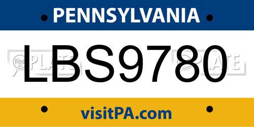 LBS9780 Pennsylvania License Plate