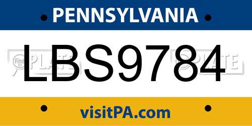 LBS9784 Pennsylvania License Plate