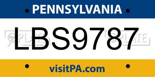 LBS9787 Pennsylvania License Plate