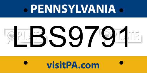 LBS9791 Pennsylvania License Plate