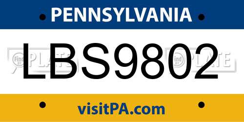 LBS9802 Pennsylvania License Plate