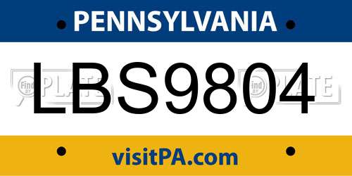 LBS9804 Pennsylvania License Plate