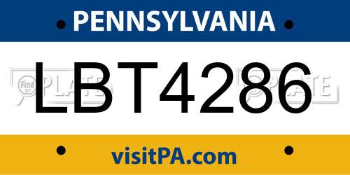LBT4286 Pennsylvania License Plate
