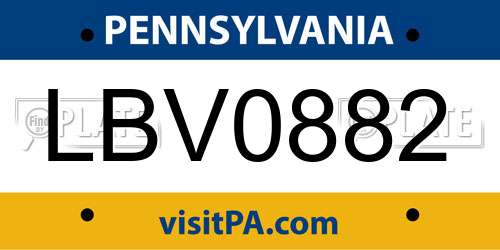 LBV0882 Pennsylvania License Plate
