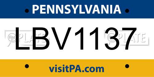 LBV1137 Pennsylvania License Plate