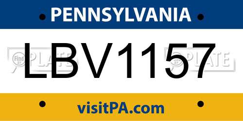 LBV1157 Pennsylvania License Plate
