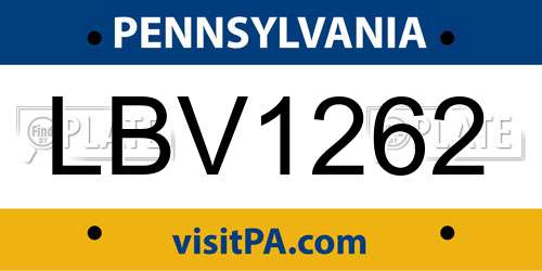LBV1262 Pennsylvania License Plate