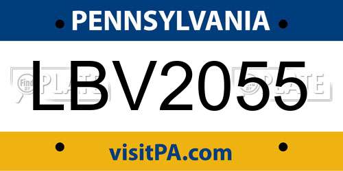 LBV2055 Pennsylvania License Plate