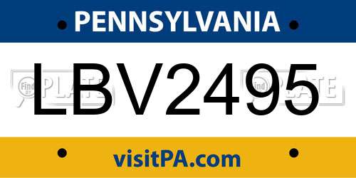 LBV2495 Pennsylvania License Plate