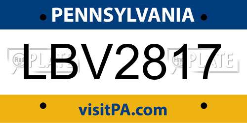 LBV2817 Pennsylvania License Plate