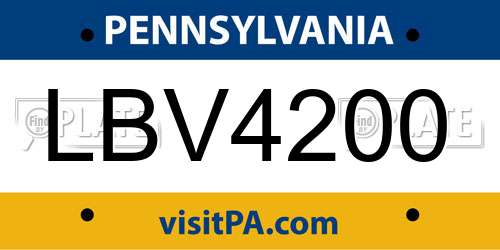 LBV4200 Pennsylvania License Plate