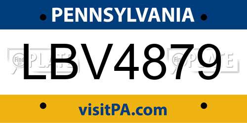 LBV4879 Pennsylvania License Plate