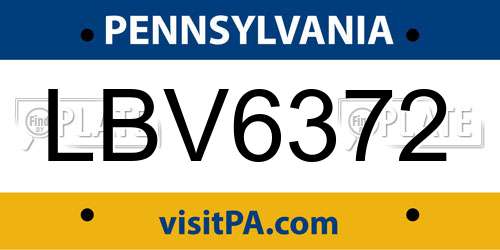 LBV6372 Pennsylvania License Plate