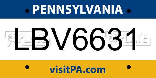 LBV6631 Pennsylvania License Plate