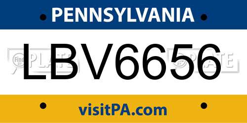 LBV6656 Pennsylvania License Plate
