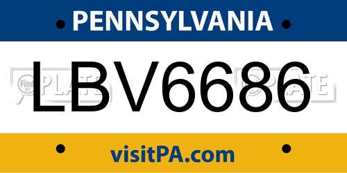 LBV6686 Pennsylvania License Plate
