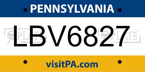 LBV6827 Pennsylvania License Plate